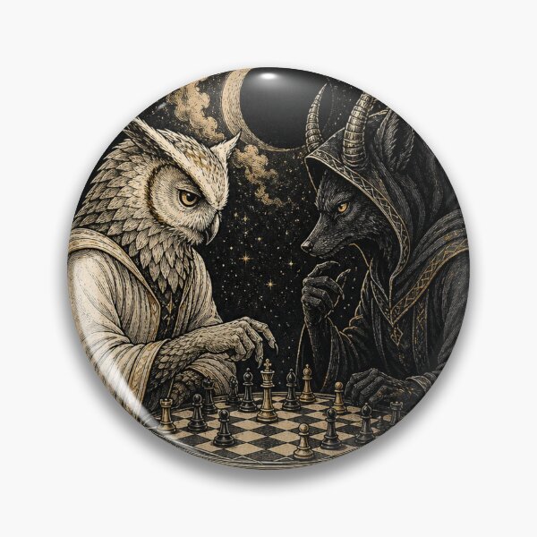 Item preview, Your Move Mortal - Dark Fantasy Owl and Horned Beast Playing Chess designed and sold by SVox.