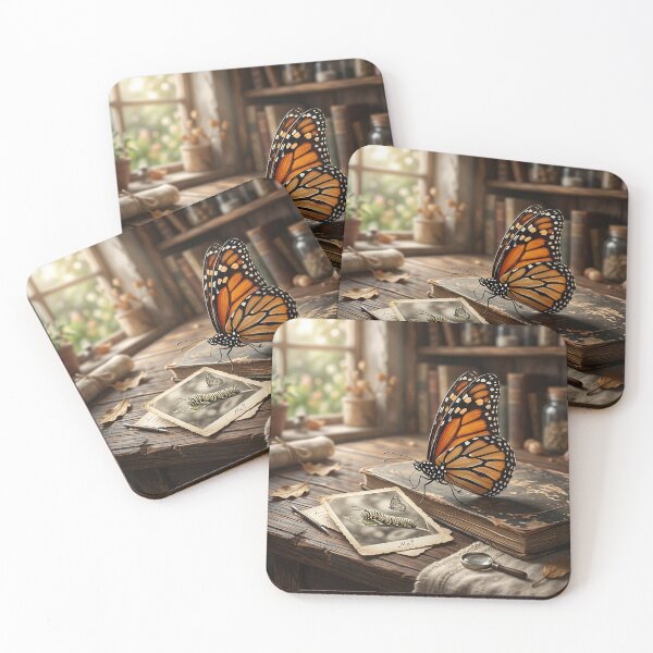 Item preview, Monarch Butterfly Looking at Caterpillar Old Photo designed and sold by Michaelragheb.