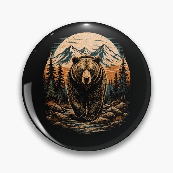 Item preview, Vintage Bear Wilderness Mountain Forest Retro Nature designed and sold by Moizento.