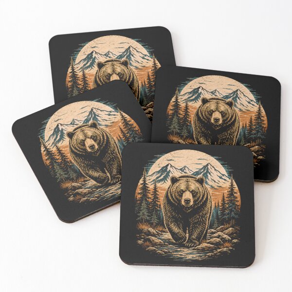 Item preview, Vintage Bear Wilderness Mountain Forest Retro Nature designed and sold by Moizento.