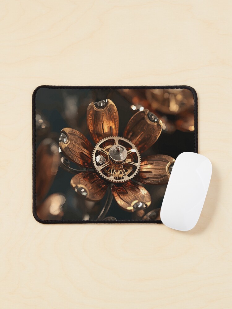 Thumbnail 1 of 5, Mouse Pad, Clockwork Blossoms designed and sold by AbstractAnom.