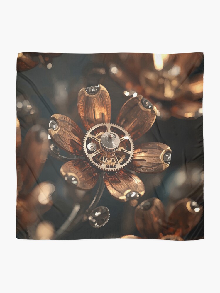 Thumbnail 2 of 3, Scarf, Clockwork Blossoms designed and sold by AbstractAnom.