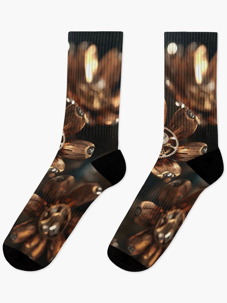 Thumbnail 1 of 5, Socks, Clockwork Blossoms designed and sold by AbstractAnom.