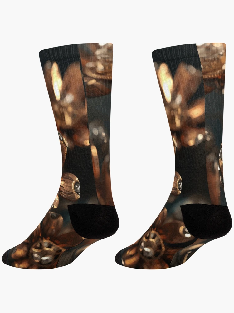 Thumbnail 4 of 5, Socks, Clockwork Blossoms designed and sold by AbstractAnom.