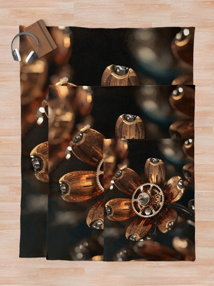 Thumbnail 5 of 6, Throw Blanket, Clockwork Blossoms designed and sold by AbstractAnom.