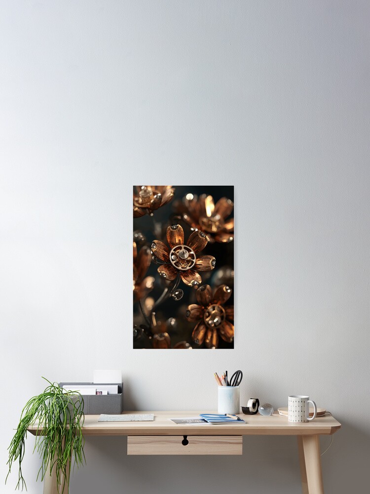Thumbnail 2 of 3, Poster, Clockwork Blossoms designed and sold by AbstractAnom.