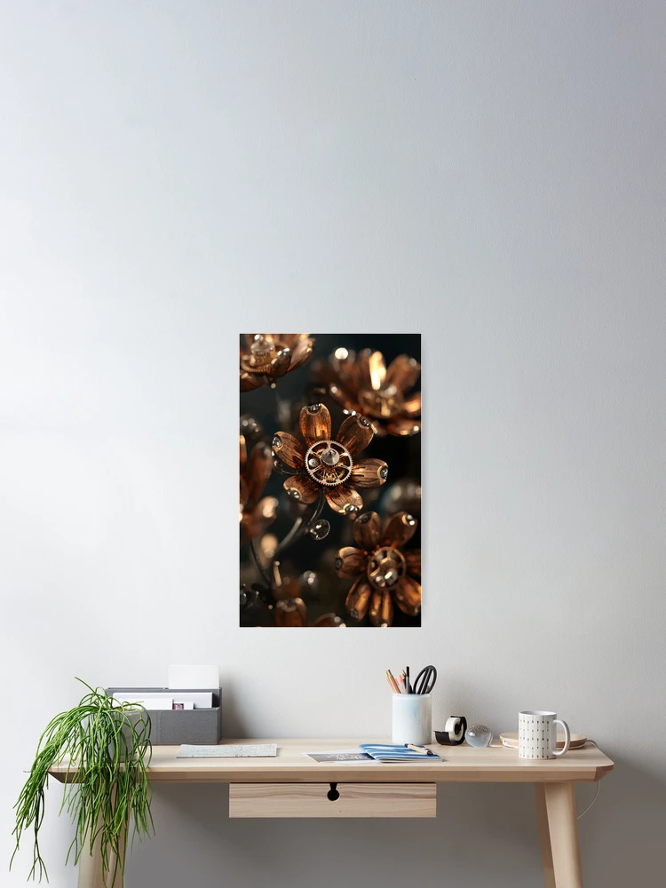 Thumbnail 2 of 3, Poster, Clockwork Blossoms designed and sold by AbstractAnom.