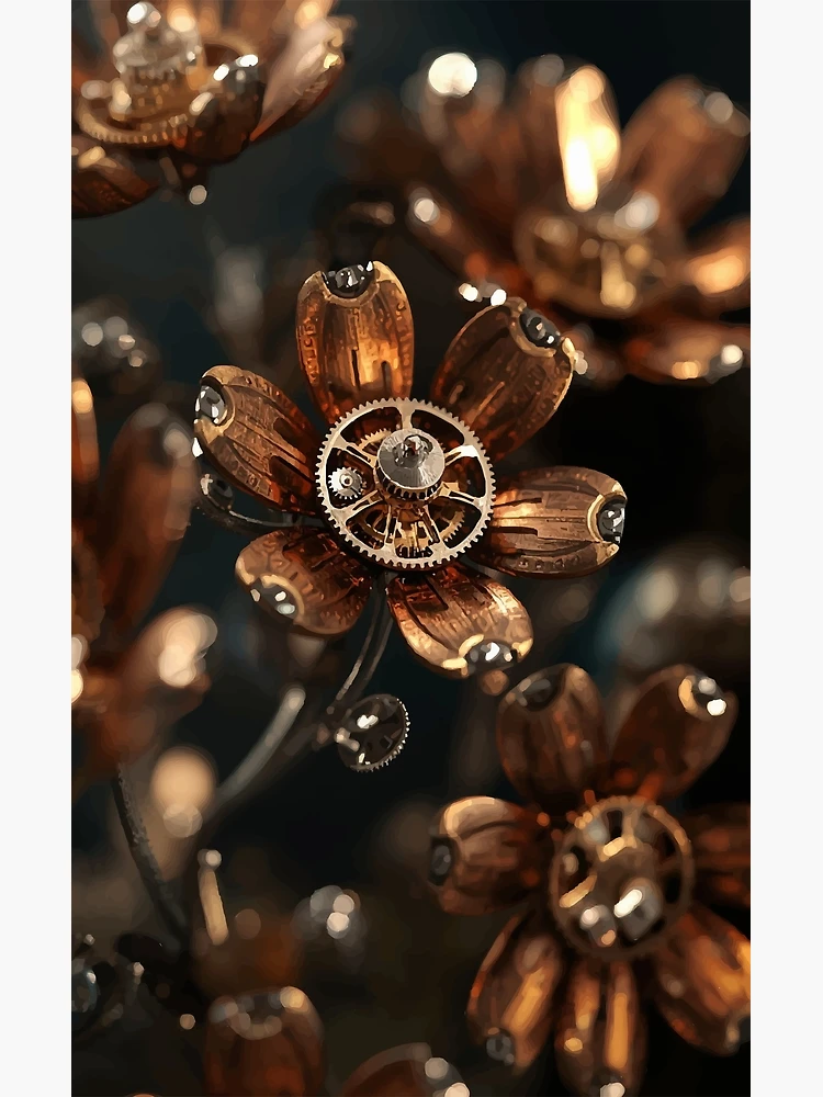 Thumbnail 3 of 3, Poster, Clockwork Blossoms designed and sold by AbstractAnom.