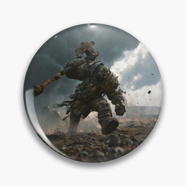 Item preview, A battle-hardened Orc charging across a rugged battlefield beneath dark storm clouds, Fantasy & Mythological Creatures designed and sold by CDC40.