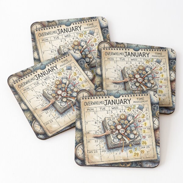 Item preview, Overwhelmed January Calendar Exploding Clock Chaos Art designed and sold by Michaelragheb.