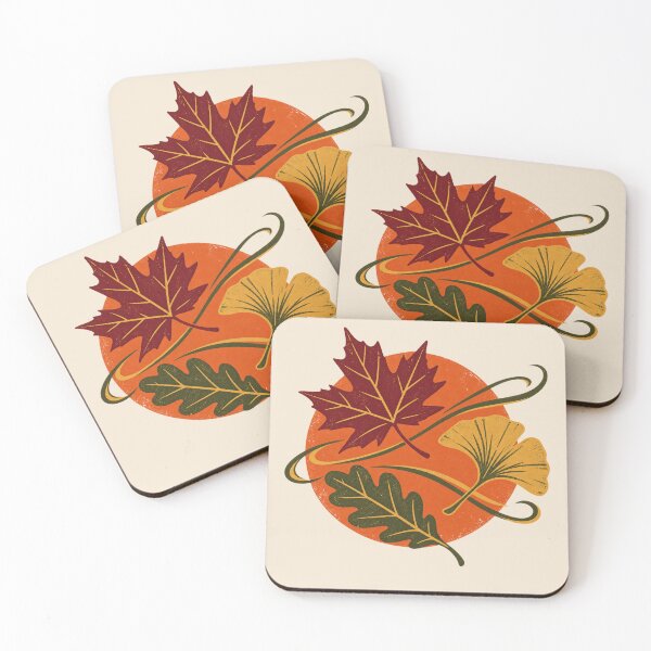 Item preview, Autumn Drift – Vintage Falling Leaves Screenprint designed and sold by astersgraphics.