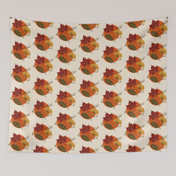 Item preview, Autumn Drift – Vintage Falling Leaves Screenprint designed and sold by astersgraphics.