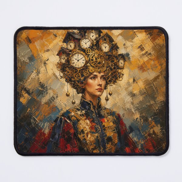 Item preview, Surreal Clockwork Woman Oil Painting Steampunk Wall Art designed and sold by Cary-s.