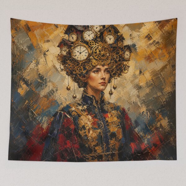 Item preview, Surreal Clockwork Woman Oil Painting Steampunk Wall Art designed and sold by Cary-s.