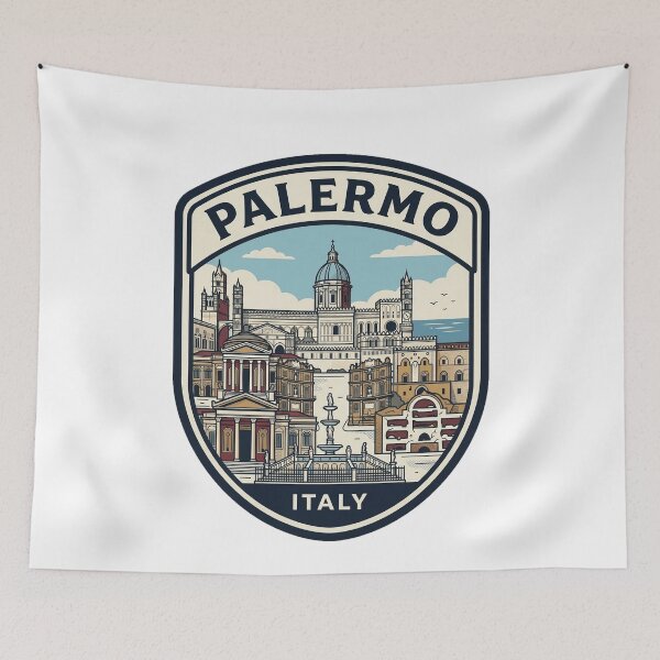 Item preview, Palermo, Italia. Insignia de viaje retro con el horizonte de la ciudad. designed and sold by k3rstman1.