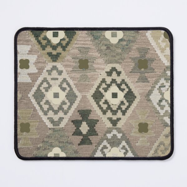 Item preview, Muted Vintage Kilim Geometric Pattern – Sage Green & Taupe Boho Textile designed and sold by Daily Mood Studio.