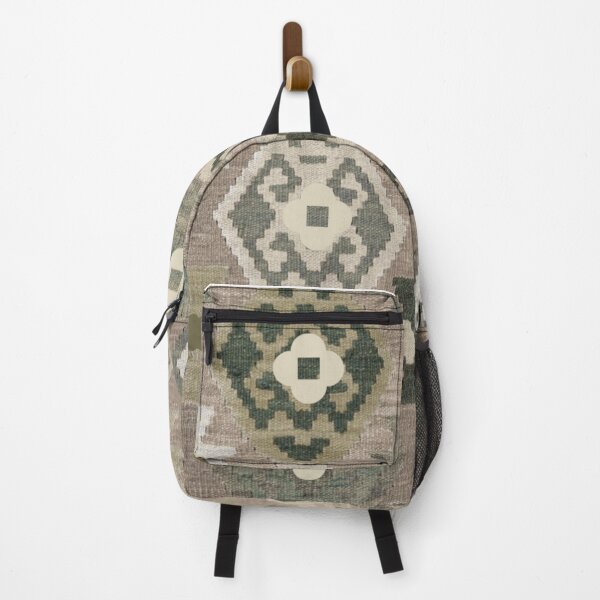 Item preview, Muted Vintage Kilim Geometric Pattern – Sage Green & Taupe Boho Textile designed and sold by Daily Mood Studio.
