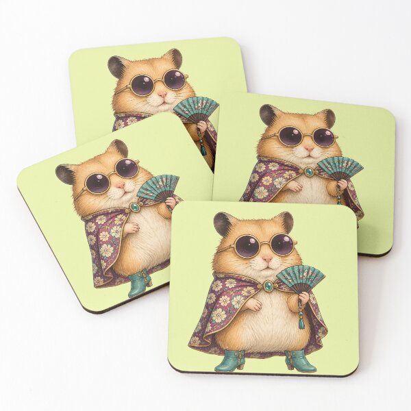 Item preview, Hamster But Make It Fashion - Sassy Chic Hamster with Sunglasses and Fan designed and sold by SVox.