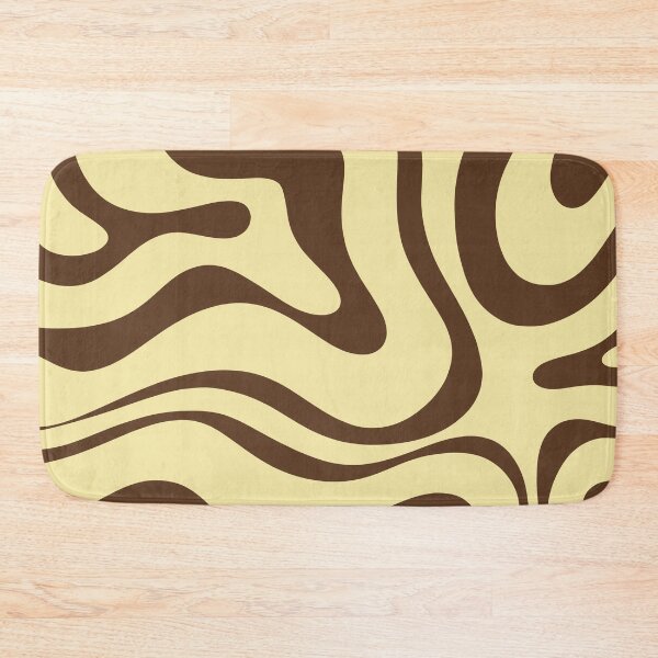 Item preview, Retro Modern Abstract Liquid Swirl in Butter Yellow and Chocolate Brown designed and sold by kierkegaard.