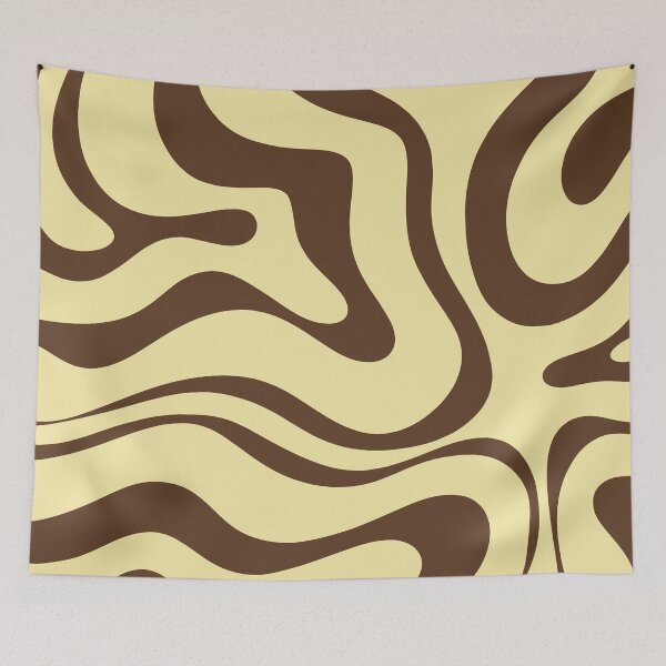 Item preview, Retro Modern Abstract Liquid Swirl in Butter Yellow and Chocolate Brown designed and sold by kierkegaard.