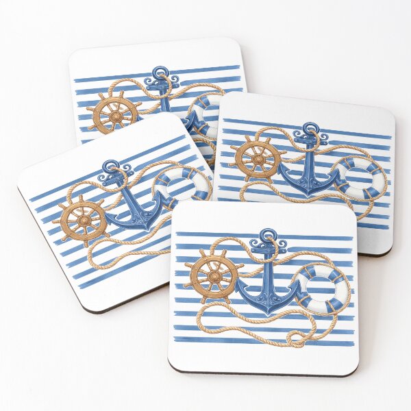 Item preview, Blue Striped Maritime Illustration designed and sold by Tiny Gifts.