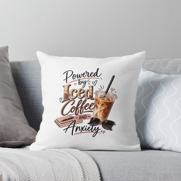 Item preview, Powered by Iced Coffee and Anxiety Funny Quote designed and sold by GoodVibesStickersCo.