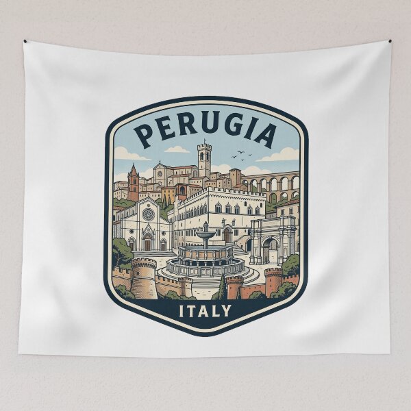 Item preview, Vintage Perugia Italy Travel Souvenir Illustration designed and sold by k3rstman1.