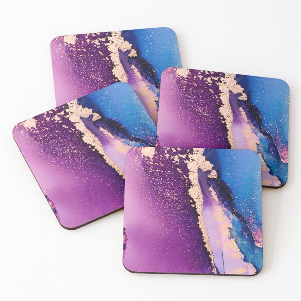 Item preview, Royal Purple and Gold Alcohol Ink Abstract Liquid Texture Wall Art designed and sold by LuxocaDesigns24.
