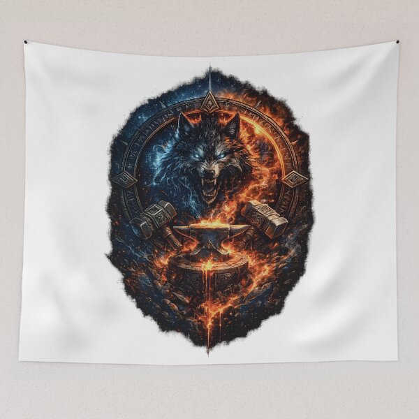 Item preview, Fire and Ice Wolf Norse Fantasy designed and sold by CreativeMindsetLab.