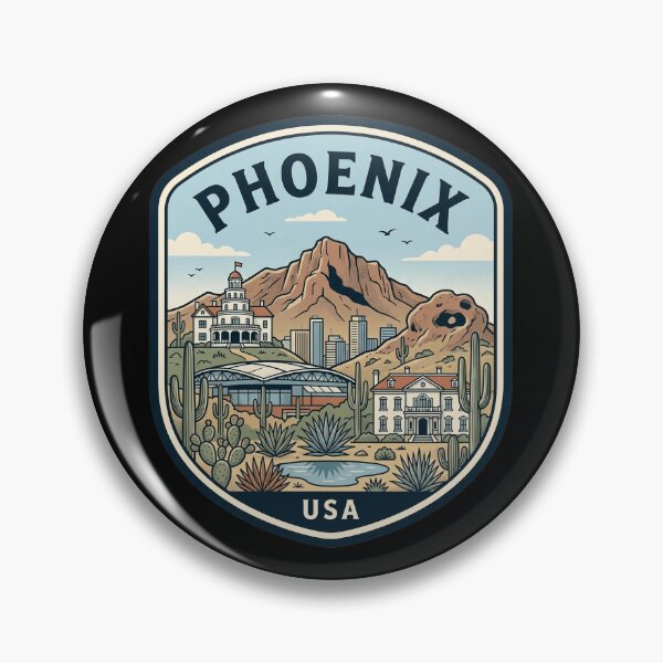 Item preview, Vintage Phoenix Arizona Desert Skyline Travel Badge designed and sold by k3rstman1.