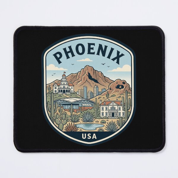 Item preview, Vintage Phoenix Arizona Desert Skyline Travel Badge designed and sold by k3rstman1.