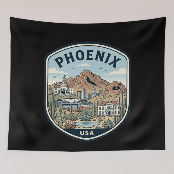 Item preview, Vintage Phoenix Arizona Desert Skyline Travel Badge designed and sold by k3rstman1.