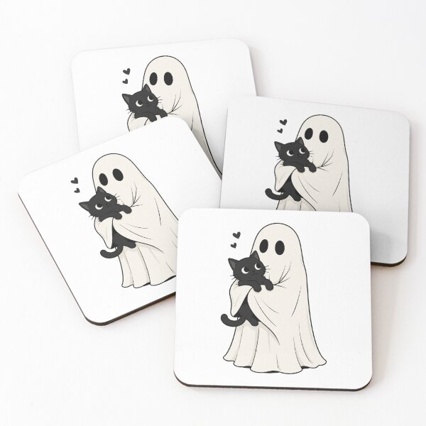 Item preview, Halloween Ghost Holding Black Cat designed and sold by Kladhadredo.