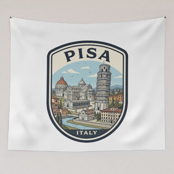 Item preview, Vintage Pisa Italy Travel Badge Illustration designed and sold by k3rstman1.