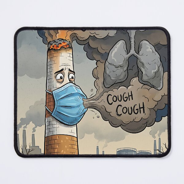Item preview, Factory Smokestack Cigarette Pollution Environmental Cartoon designed and sold by Michaelragheb.