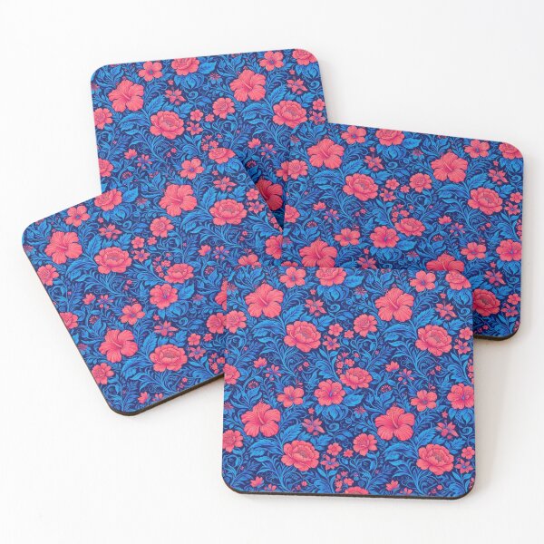 Item preview, Vibrant Pink Hibiscus Blue Foliage Pattern designed and sold by Owcomm.