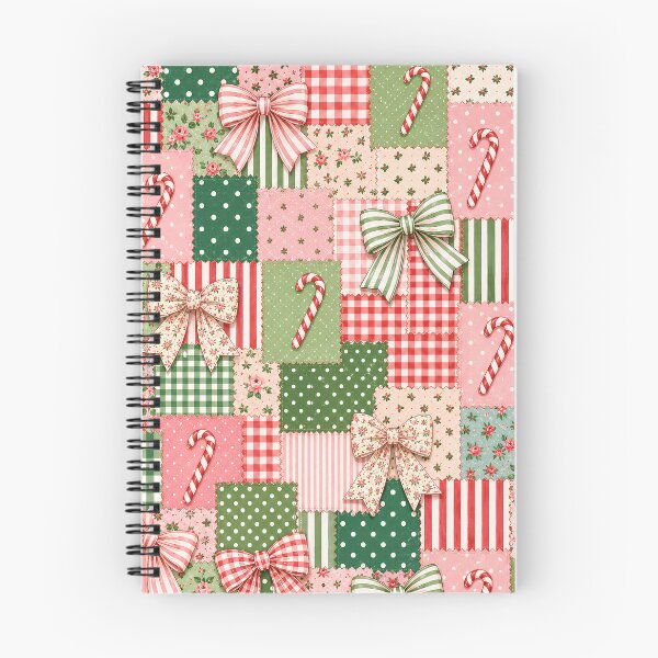 Item preview, Christmas Pink Patchwork Candy Canes Bows Vintage  designed and sold by SunfullyYours.