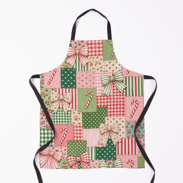 Item preview, Christmas Pink Patchwork Candy Canes Bows Vintage designed and sold by SunfullyYours.