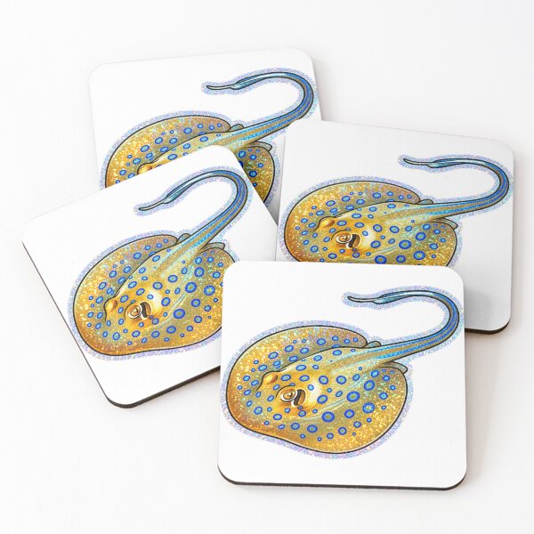 Item preview, Blue Spotted Stingray Holographic Reef Art designed and sold by KenworksDigital.