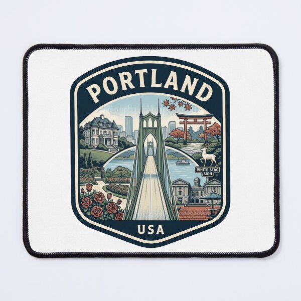 Item preview, Portland Oregon Vintage Travel Badge Landmark Illustration designed and sold by k3rstman1.