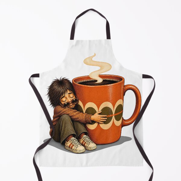 Artikelvorschau, Kaffeeliebhaber umarmt Riesenbecher – Retro-Humor für Koffeinsüchtige entworfen und verkauft von Digital Culture Studio.