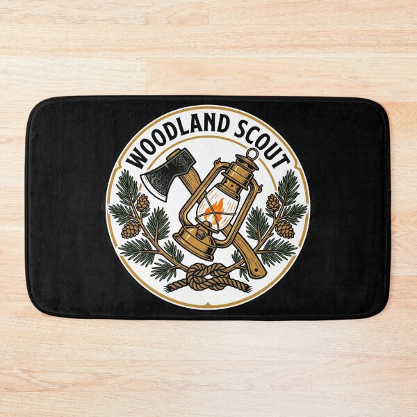 Item preview, Woodland Scout Vintage Camping Lantern Hatchet Pine Wilderness Badge designed and sold by Animer-art1.