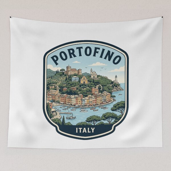 Item preview, Portofino Italy Retro Travel Badge Illustration designed and sold by k3rstman1.