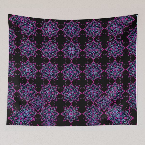 Item preview, Neon Pink And Blue Geometric Flower Pattern designed and sold by Owcomm.