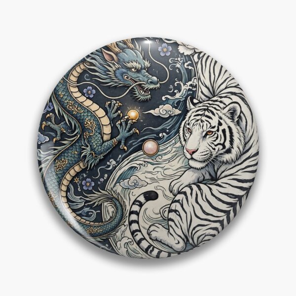 Item preview, Dragon and White Tiger Yin Yang Tarot Card XIV The Balance - Oriental Mythology designed and sold by ExpressoJungle.
