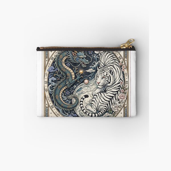 Item preview, Dragon and White Tiger Yin Yang Tarot Card XIV The Balance - Oriental Mythology designed and sold by ExpressoJungle.