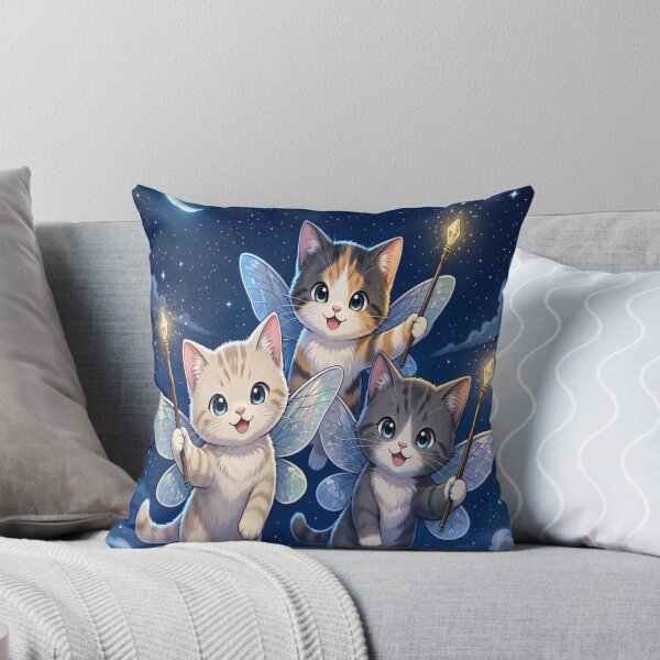 Item preview, Cute Fairy Kittens - Magical Wands in Starry Night designed and sold by Breezes-of-Ida.