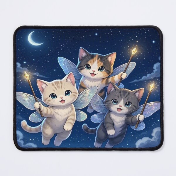 Item preview, Cute Fairy Kittens - Magical Wands in Starry Night designed and sold by Breezes-of-Ida.