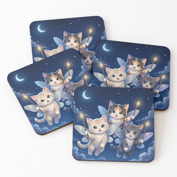 Item preview, Cute Fairy Kittens - Magical Wands in Starry Night designed and sold by Breezes-of-Ida.