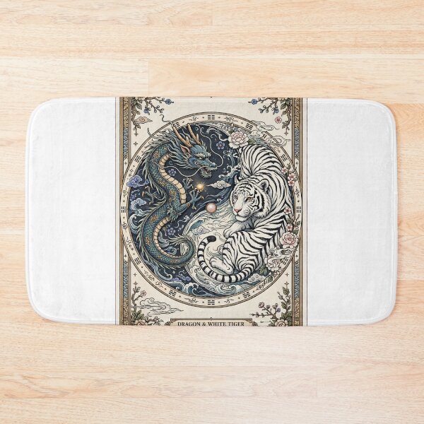 Item preview, Dragon and White Tiger Yin Yang Tarot Card XIV The Balance - Oriental Mythology designed and sold by ExpressoJungle.